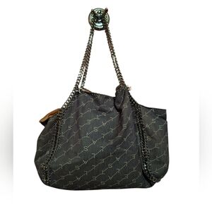 Stella McCartney Stylish Brown Chain Shoulder Bag Repeated Logo USED with WEAR